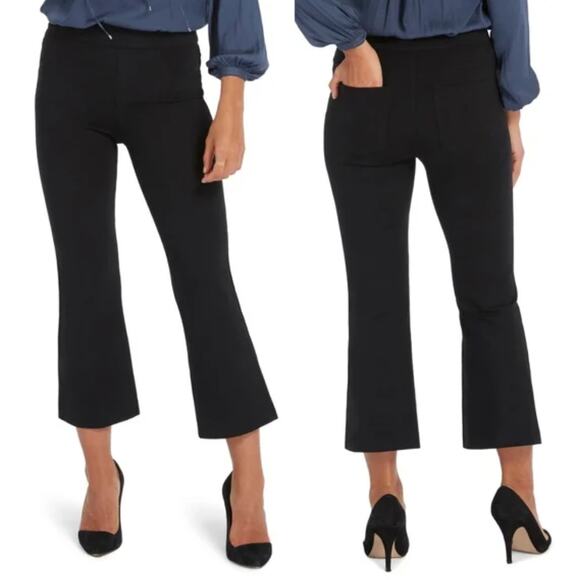 Spanx The Perfect Pant Black Crop Flare Stretch Pull On Size XL Petite - Picture 1 of 8